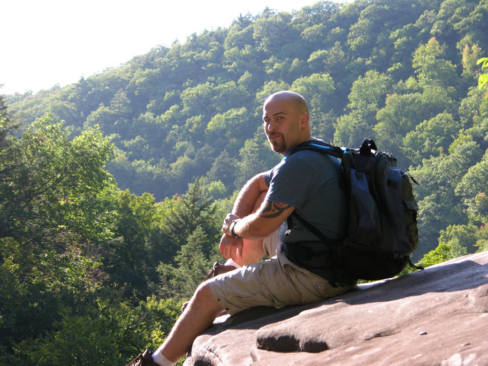 Me, 050923-n8700, Kaaterskill Falls, Trip to the Catskills (Day One)
