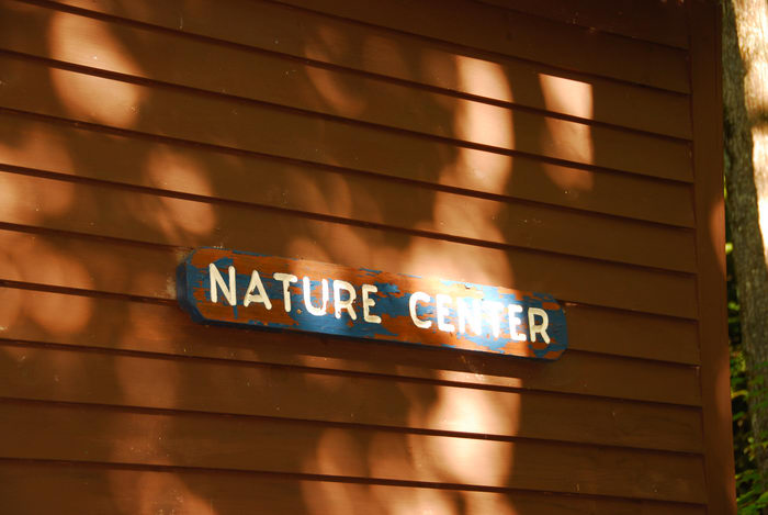 nature center, shadows, sign