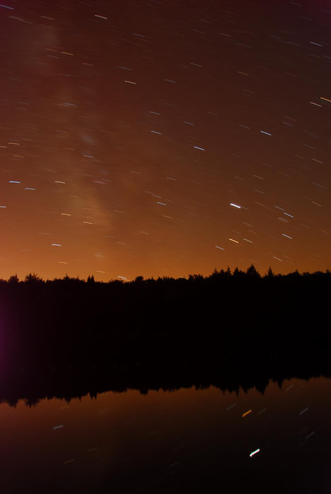 lake, long exposure, reflection, stars