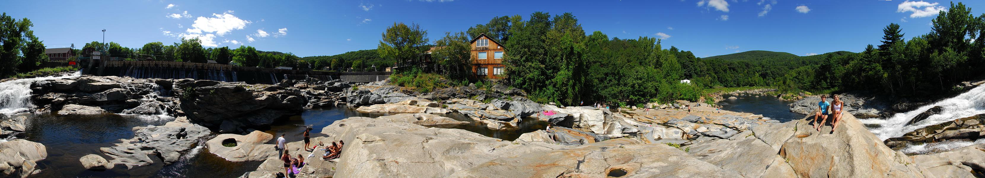 panoramic, panoramicblue sky, rocks, scenic landscape, trees, water
