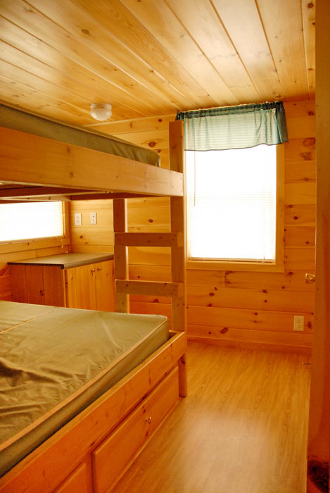 bedroom, bunk beds, cabin, window