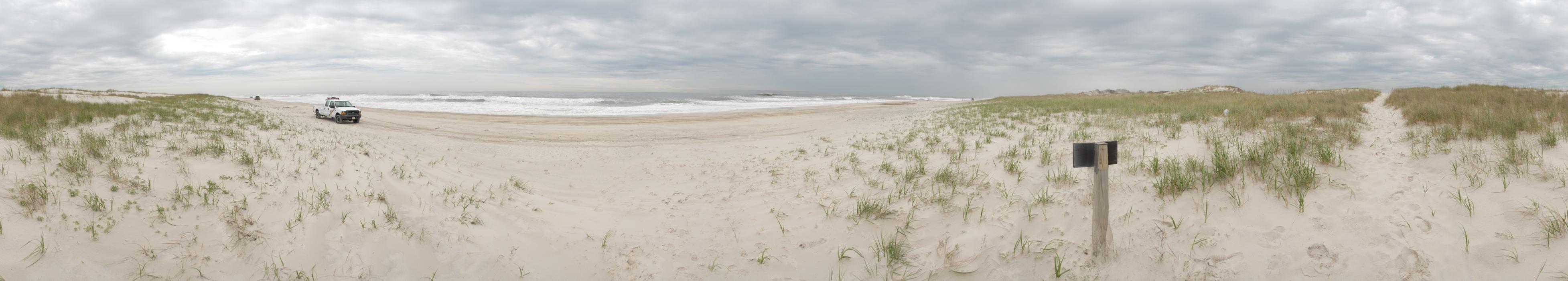 beach, dunes, ocean, panoramic, sand, sign, waves