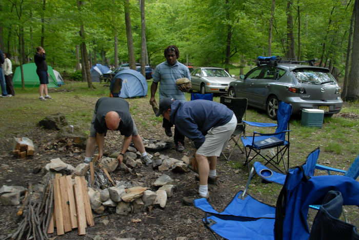 Jeff, Rob, camping, camping chairs, firering, kindling