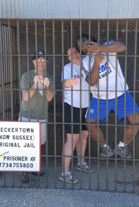 Pam, Patrick, Rob, jail, sign