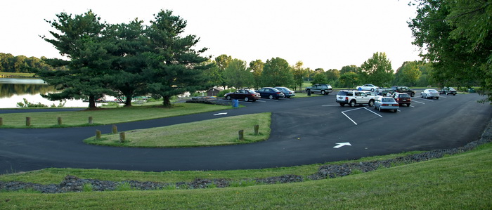 grass, parking, trees