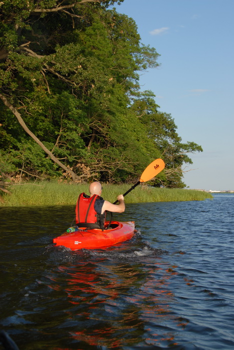 Scott, blue sky, kayak, kayaking, paddling, river, water