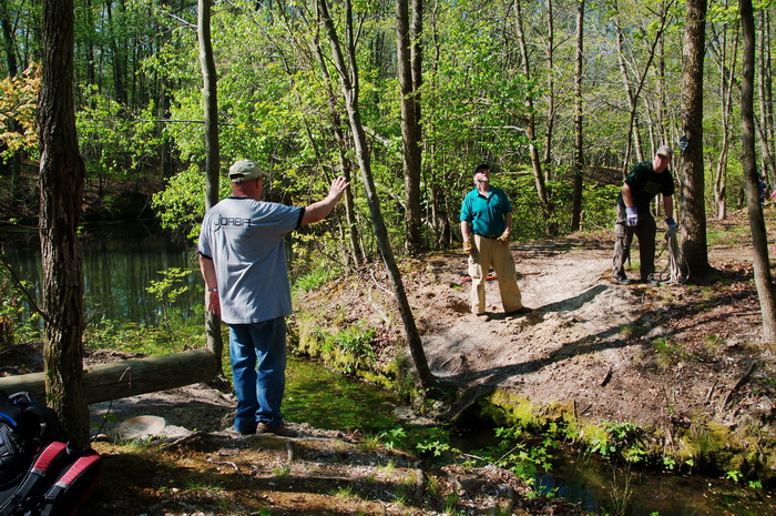 stream, trail maintenance, trees, volunteer, water, woods, leaves, spring